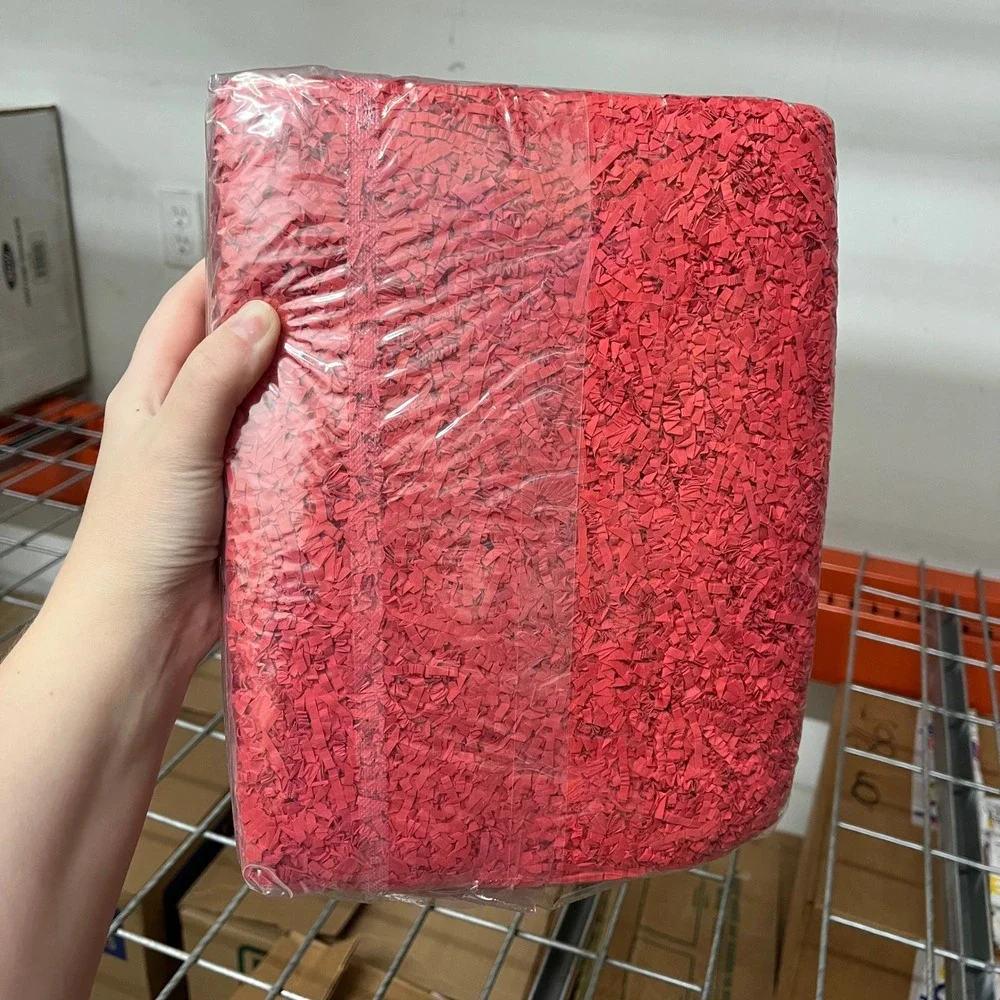 2.2LB Vibrant Red Shredded Paper Crinkle Cut Gift Basket Packaging Filler Bulk